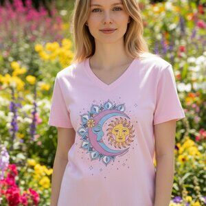 Life is Good W's Cosmic Sun & Moon Crusher Vee Tee